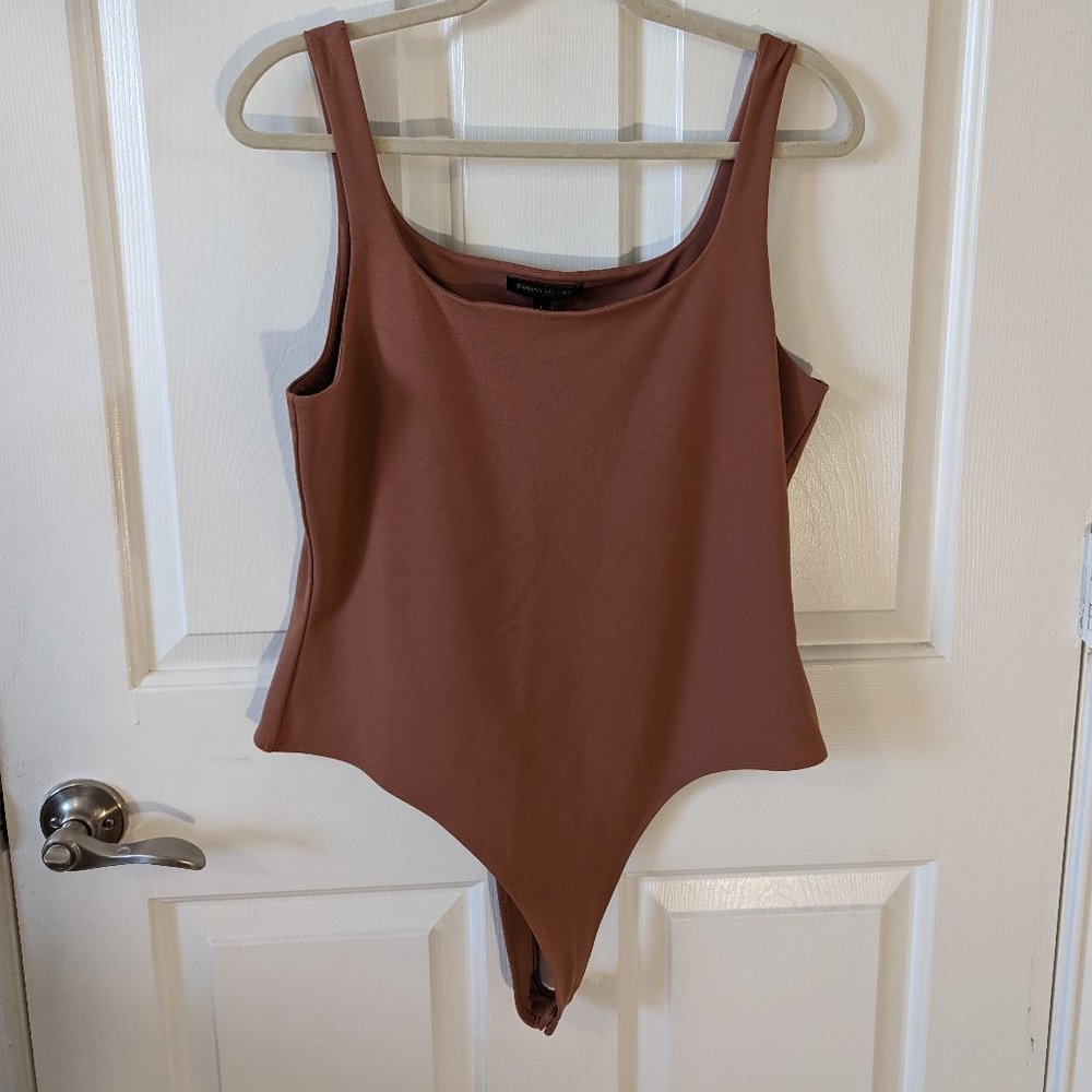 NWOT Banana Republic Scoop Tank Thong Bodysuit, Salted Caramel